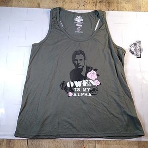 #591 women's extra large olive green Jurassic world tank